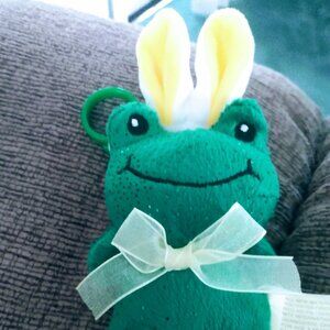 Plush stuffed frog Easter Bunny with clip
